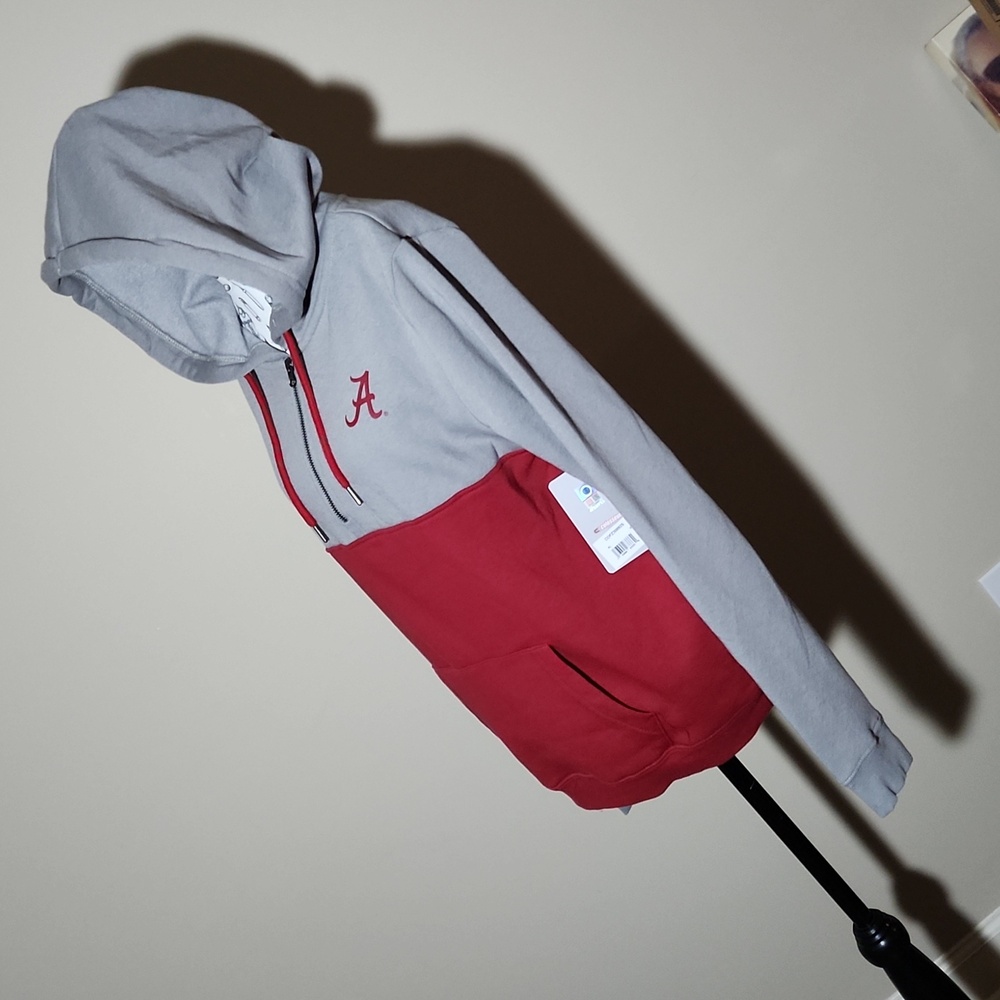 Alabama Crimson Tide Aidan Lightweight Half-Zip Hooded Gray/Crimson Pullover Top